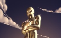 A giant Oscars statue looming in the sky