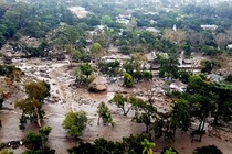 A photo of an area destroyed by a mudslide