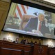 An image of former President Donald Trump displayed during the third hearing on the January 6 attack