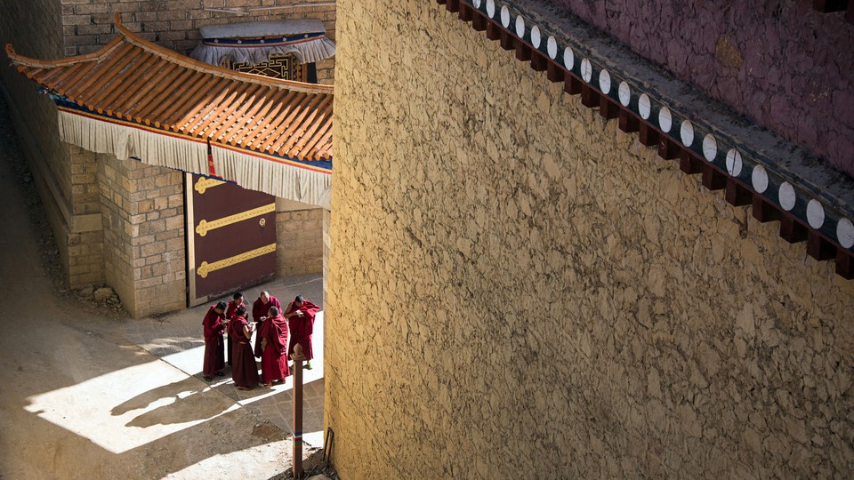 A photo of Tibetan monks at a monastery