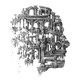 black/white sketch of a disintegrating building shaped like a head
