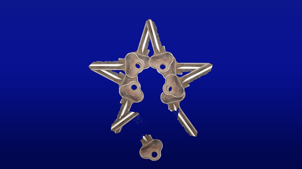 Illustration of house keys—some of which are broken—arranged in the shape of a star