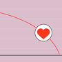 A heart on a graph trending downward