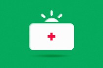 the logo of GoFundMe becomes a health kit against a green background