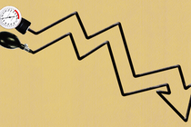 Illustration of statoscope and a zigzagging, downward-trending arrow