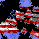 a gif of coronavirus particles swirling into an American flag