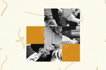 A jumbled set of photos of parents and kids