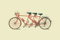 A bicycle with three seats