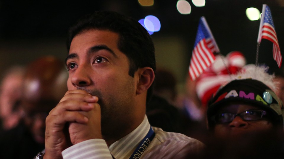 An anxious voter awaits presidential election results in 2012.
