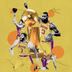 A group of players from the 2020 Los Angeles Lakers