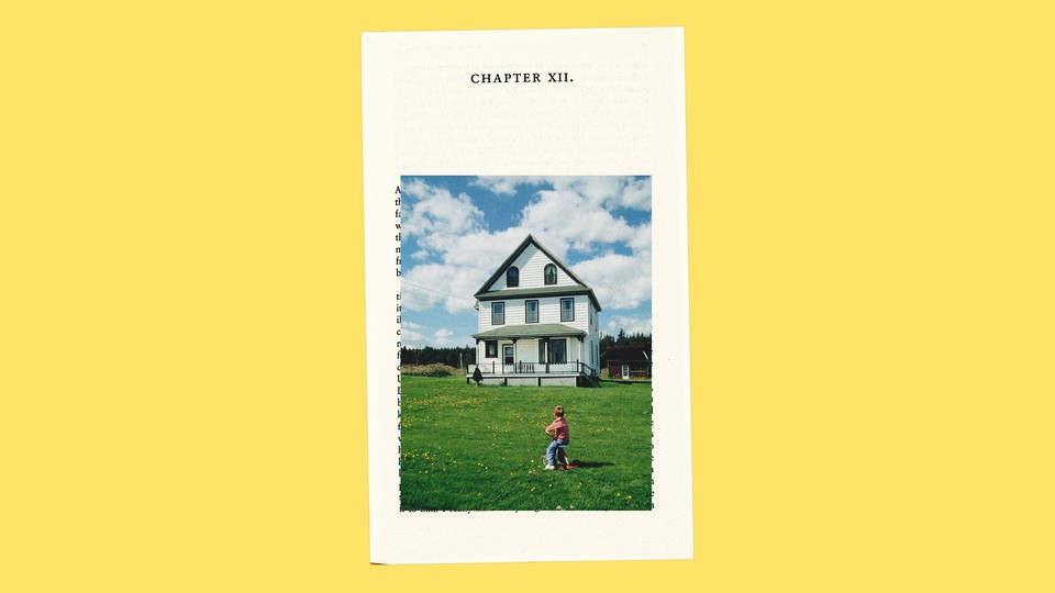 A picture of a boy in front of a house on a page that says "Chapter XII."