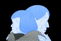 An illustration of two people embracing.