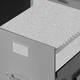 Open filing-cabinet drawer whose contents have been replaced with TV-static screen