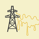 The power lines between two towers squiggle and squag as if melting in the heat