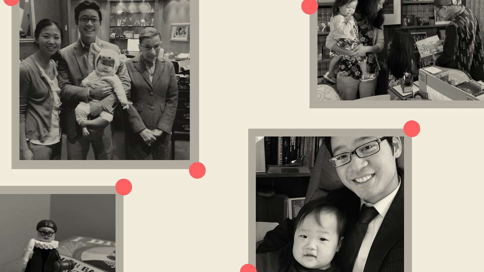 Several family photos show the author, his wife, his daughter, and Ruth Bader Ginsburg
