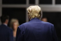 The back of Donald Trump's head during his hush-money trial in New York