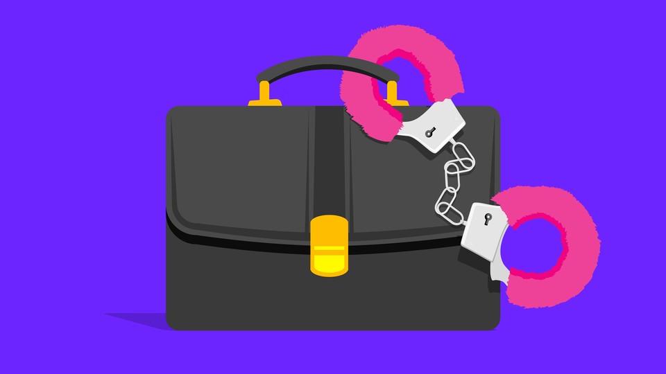 briefcase with fuzzy pink handcuffs