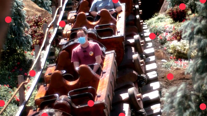 The author, alone, on the Seven Dwarfs Mine Train