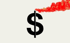 illustration of a dollar sign emitting a flare of smoke