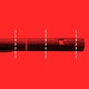 An Ozempic pen against a red background with white dotted lines dividing it into pieces