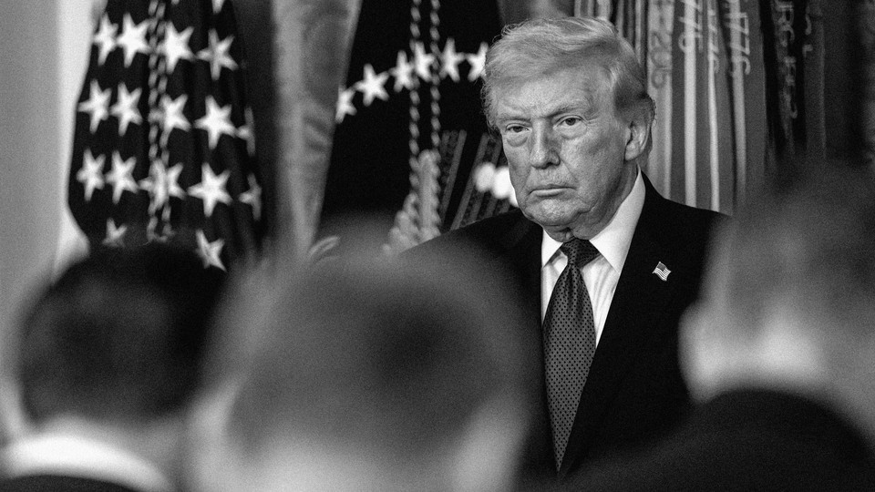 black and white image of Trump