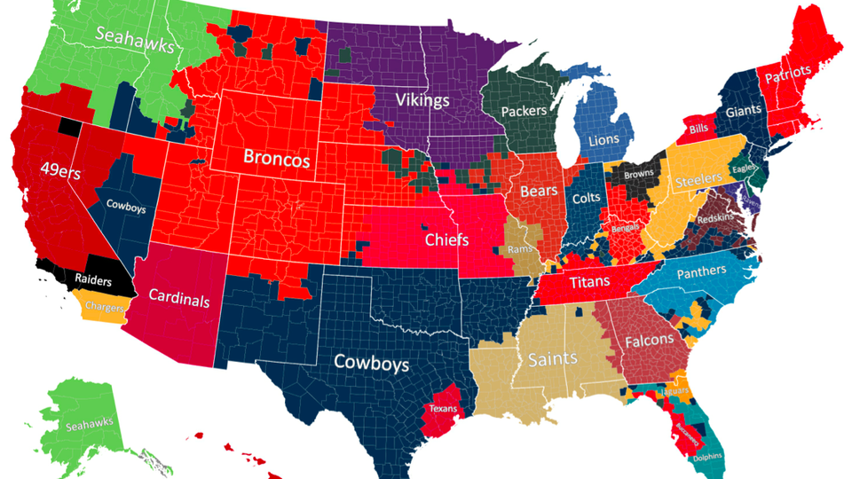 Map shows most popular NFL jersey in every state