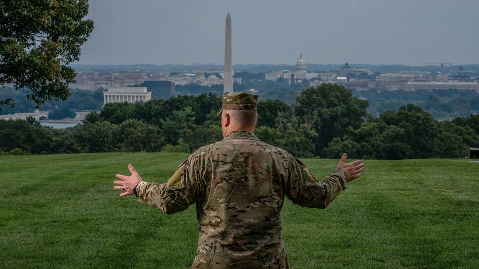 General Milley outside his residence on Generals’ Row at Fort Myer, alongside Arlington National Cemetery, in Virginia