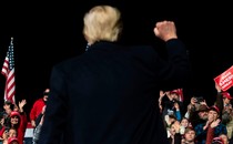 Trump addressing a crowd