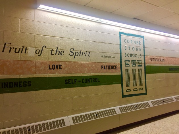 A wall reading "Fruit of the spirit"