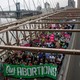 Abortion rights protestors crossing a bridge