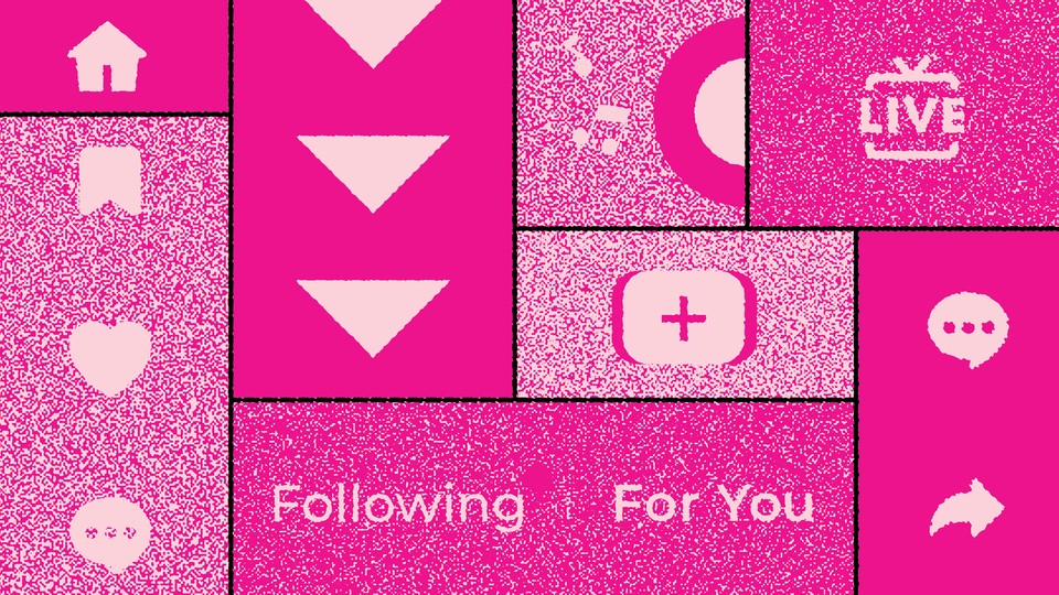 Illustrated collage of various social-app iconography