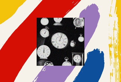 Image of multiple floating clocks against a black background