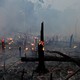 Fire burning in the Amazon