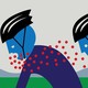 An illustration of people riding a tandem bicycle