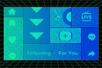 Illustrated collage of various social-app iconography