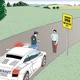 An illustration of an "Internet Patrol" officer writing a ticket while someone stands in front of a "Minimum Speed" sign
