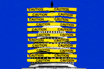 Photo-illustration of U.S. Capitol dome covered in yellow CAUTION tape