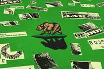Images of money and the California state logo