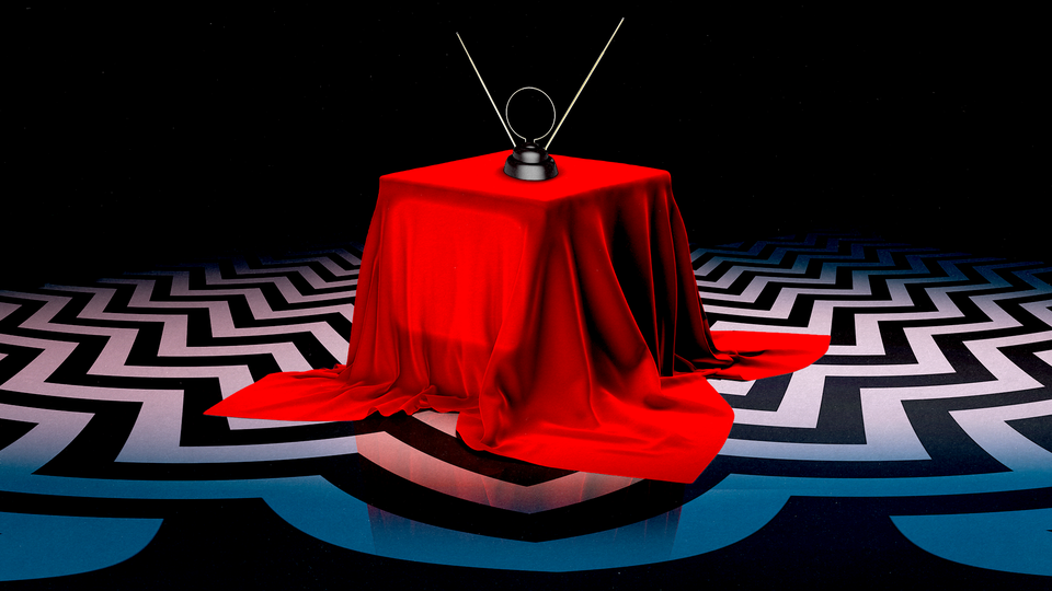 Illustration of a TV set inspired by "Twin Peaks"