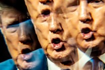 Illustration of Trump talking in double vision