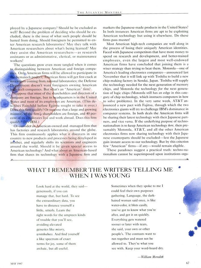 The pdf of the original page, with pink and blue water color splotch marks on the page