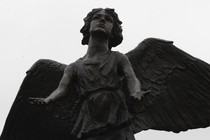 A cemetery angel statue