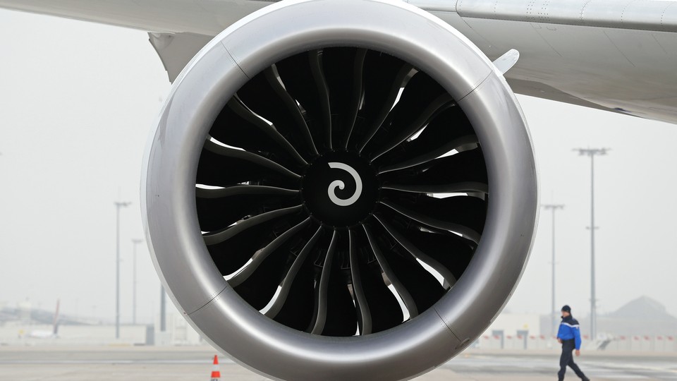 A turbofan on a Boeing 787