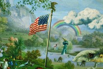 An illustration of a fallen utopia, an Eden corrupted. This is the series art for “The Experiment.”
