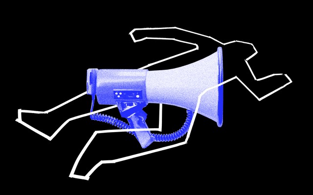 Illustration of a body outline and a megaphone.