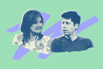 Photo illustration of Arianna Huffington and Sam Altman