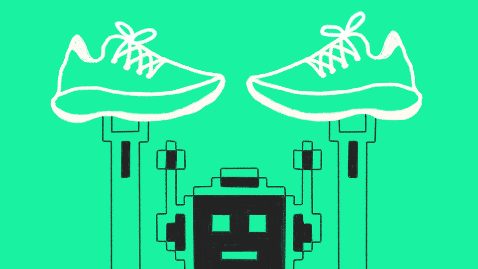 Chatbot holding a pair of sneakers