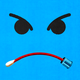angry face with swab for mouth