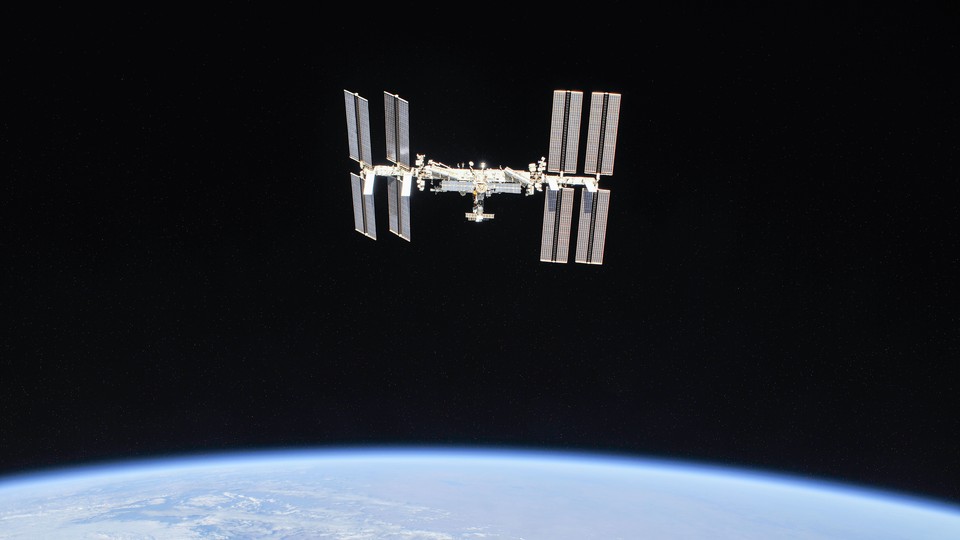 The International Space Station, with Earth below