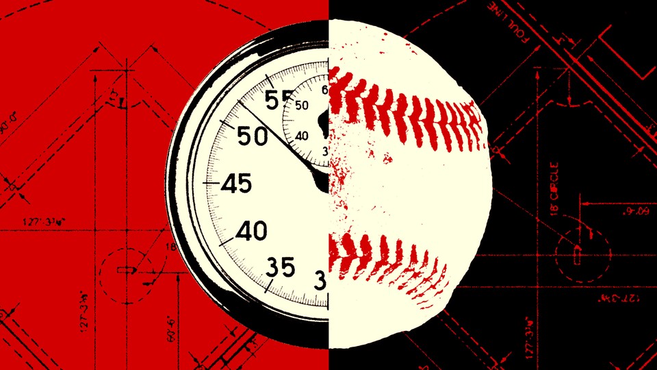 Illustration of a clock and a baseball.